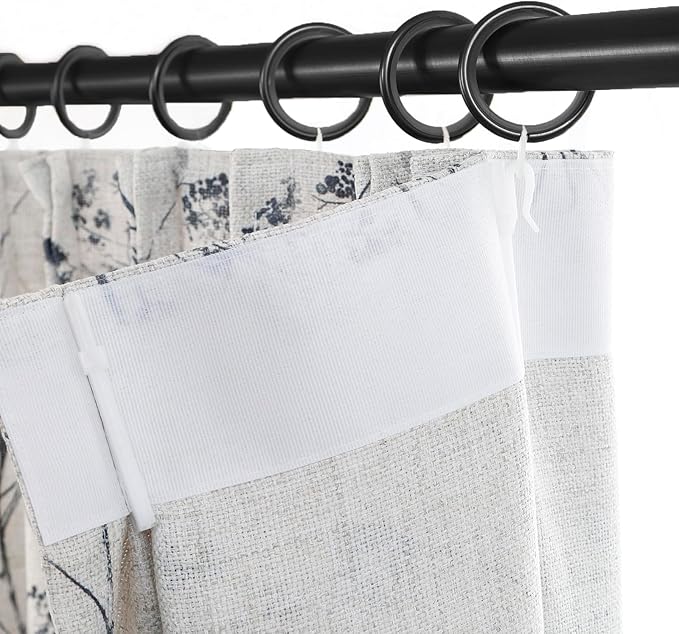 Pinch Pleated Floral Linen Curtains 2 Panels Elegant Light Filtering Privacy Drape,40 Inch Wide by 92 Inch Long Curtains Suitable for Living Rooms and Bedrooms