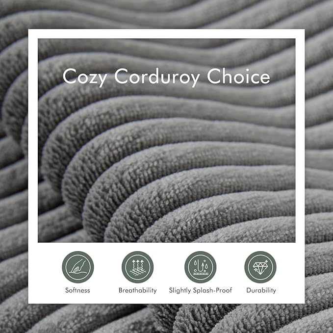 Boneless Cloud Couch Sofa for Living Room, 112" 3 Seater Grey Modern Lounge Sleeper Couch, No Assemble, Cordury Compression Upholstered Couches