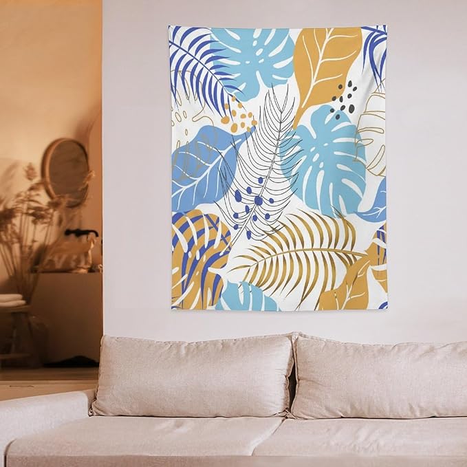 ICMOLYYENLO Tropical Palm Leaves Wall Tapestry, Wall Art for Room Decoration Beautiful Wall Hanging for Bedroom Living Room Dormitory Apartment 60x60 Inch