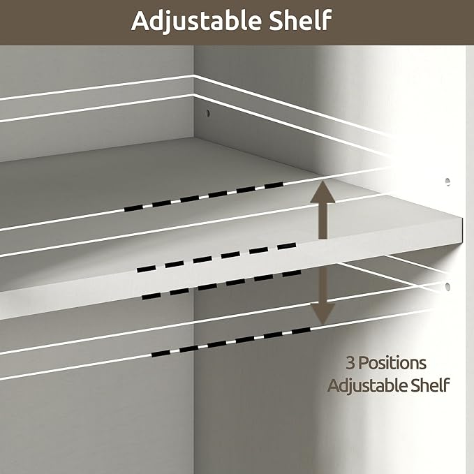 70 Inch Tall Bookcase with Doors, Library Office Bookshelf with Adjustable Shelves, Floor Standing Storage Cabinet for Bedroom Living Room Organizer with Anti Tipping Kit, Soft White Finish