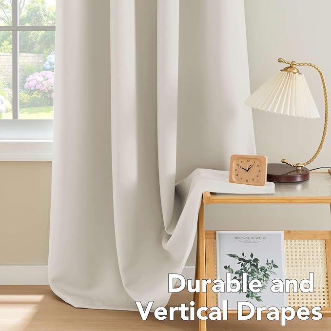 H.VERSAILTEX Blackout Curtains 84 inches Long for Living Room Thermal Insulated Room Darkening Window Treatment Panels Drapes Light Reducing Curtains for Bedroom, 2 Panels, 52" W x 84" L, Fog