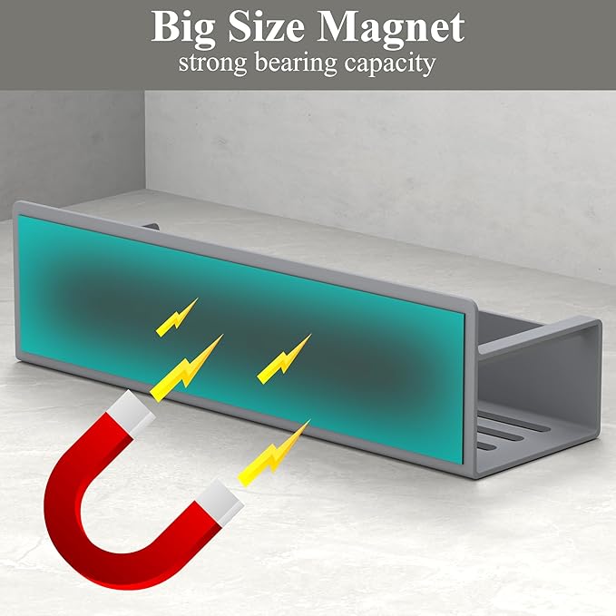 4 Pack Magnetic Spice Rack Organizer for Refrigerator and Oven, Dark Grey Fridge Organizers and Storage for Kitchen