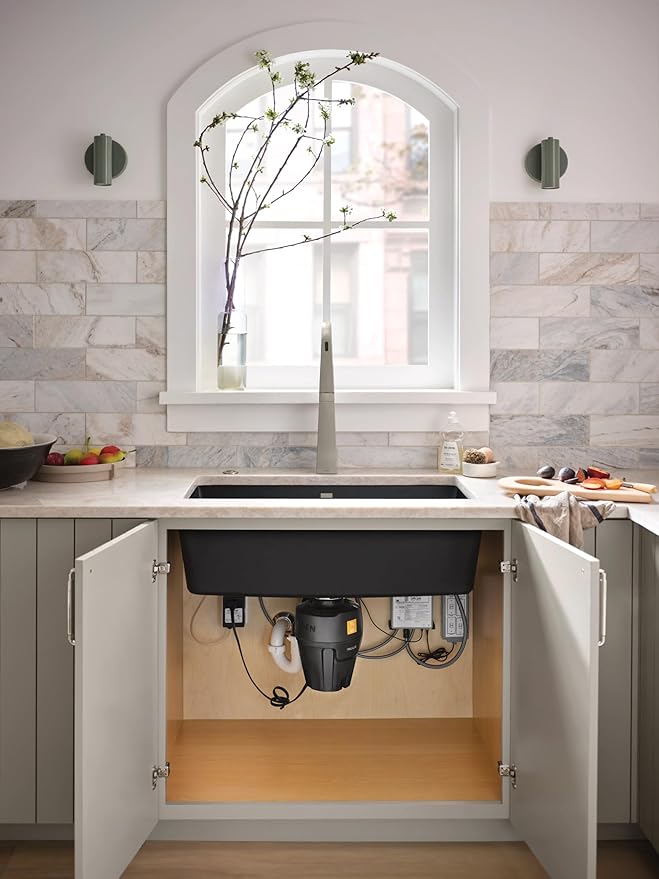 Moen Black EX Series Host Series 3/4 Horsepower Improved Installation Garbage Disposal, EX75C