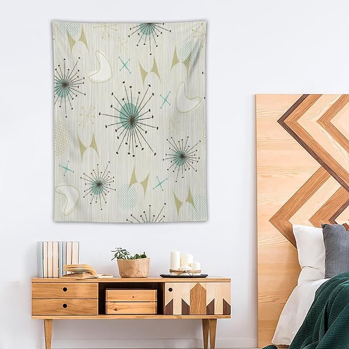 ICMOLYYENLO Boho Medieval Cat Tapestry, Abstract Atomic Starburst Geometric Aesthetic Art Wall Hanging For Bedroom Living Room Dormitory 30x40 Inches