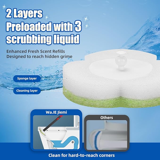 Disposable Toilet Brush - 30 Toilet Wand Refills,Toilet Brush with Holder,Disposable Toilet Bowl Cleaner Wand for Deep Cleaning and Hygienic Bathroom Maintenance.