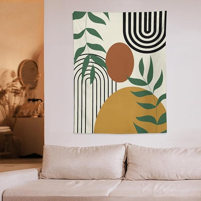 ICMOLYYENLO Boho Plant Aesthetic Tapestry, Abstract Medieval Arch Sun Home Aesthetic Wall Hanging For Bedroom Living Room Dormitory Tapestry 40x60 Inches
