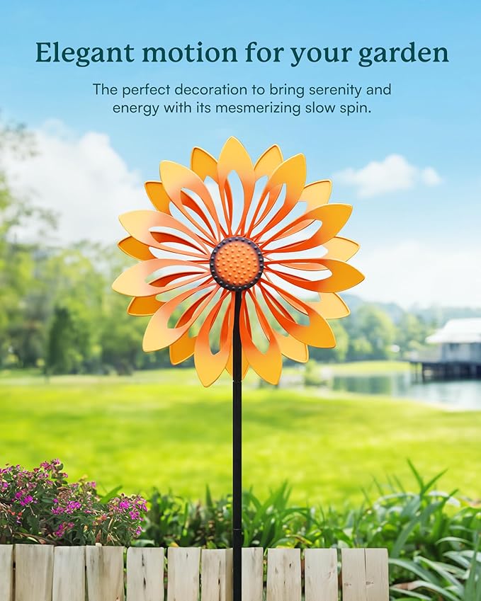 Floral Yard Garden Wind Spinners - Kinetic Outdoor Metal Wind Spinners, Lawn Yard Garden Decor, Birthday Gifts for Women(Sunflower)