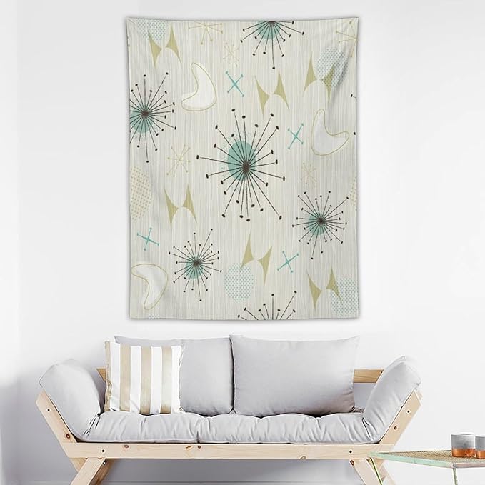ICMOLYYENLO Boho Medieval Cat Tapestry, Abstract Atomic Starburst Geometric Aesthetic Art Wall Hanging For Bedroom Living Room Dormitory 60x80 Inches