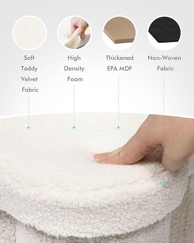 B FSOBEIIALEO Storage Ottoman Cube, Flowers Shaped Ottomans with Storage Foot Stool Footrest for Lving Room, Boucle Ottoman Seat for Dorm Room,Faux Teddy Fur, Cream White 12.6"x12.6"x12.6"
