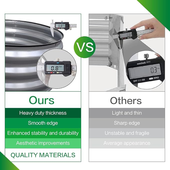 GARDMAX 2x2x1FT Galvanized Round Raised Garden Bed Kit, Metal Planter Boxes Outdoor with Easy Assembly, Large Garden Bed for Vegetables, Fruits, Flower, Herbs Silver