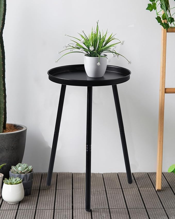 AOJEZOR Side Table: End Table for Any Room - Small Side Tables for Small Spaces All Matte Black with 3 Legged