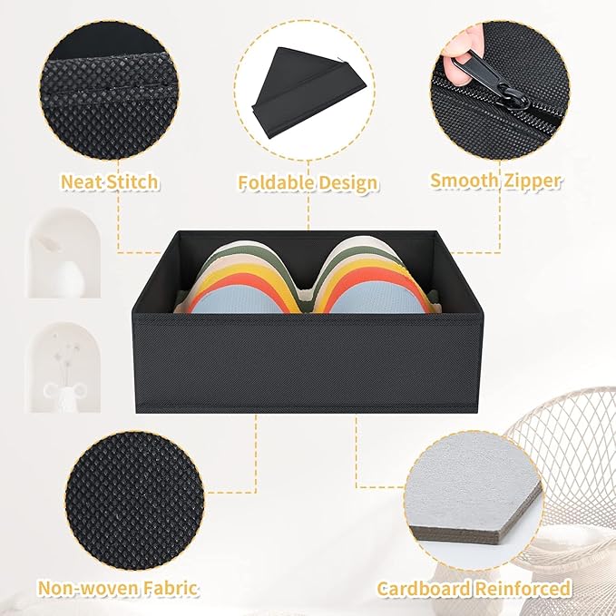 DIMJ Drawer Organizer 15 Pack - Foldable Baby Organizers and Storage & Dresser Organizer for Nursery, Bedroom, Closet - Nursery Organization Dresser Dividers for underwear, Sock,Bra, Belt, Tie，Black