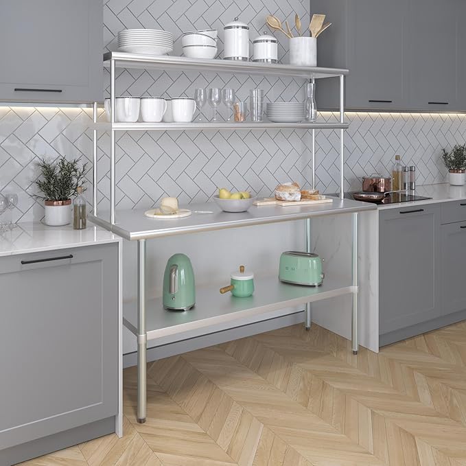 AmGood Double OverShelf Stainless Steel NSF - Many (60" Long x 14" Deep)