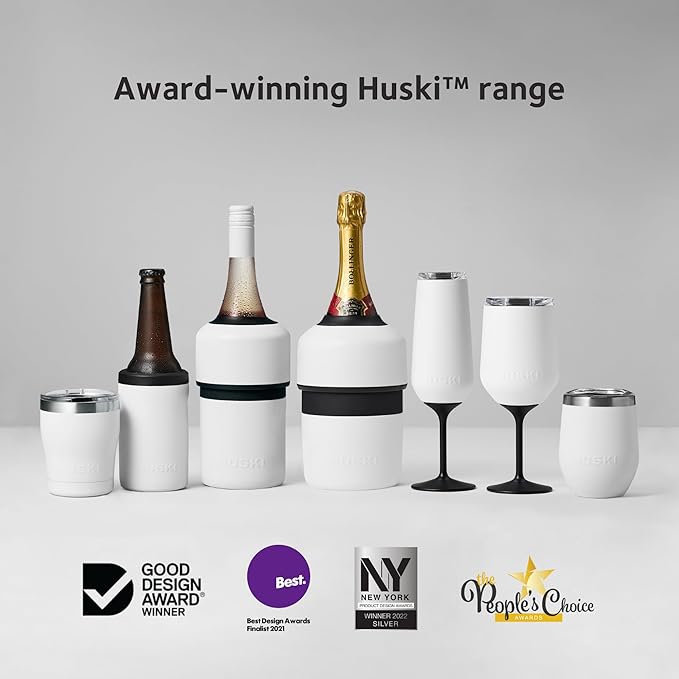 Huski Champagne Flute | NEW | Award-winning Design with Detachable Stem | Premium Stainless Steel Champagne Glass with Lid | Triple Insulated Tumbler | 8oz Capacity | Great Gift (Powder Pink)