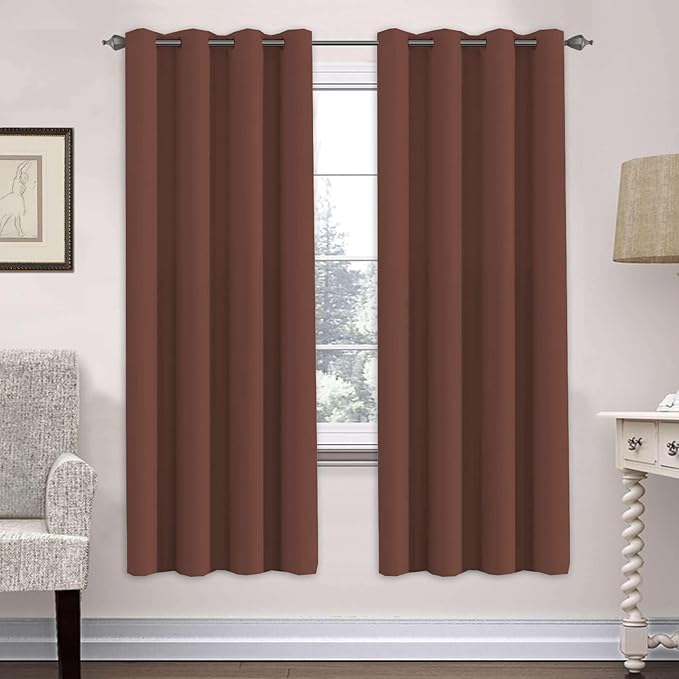 H.VERSAILTEX Ultra Soft Microfiber Thermal Insulated Antique Copper Grommet Blackout Curtains/Window Treatment Draperies 52 by 72 - Inch for Living Room/Bedroom, Set of 2 - Rust