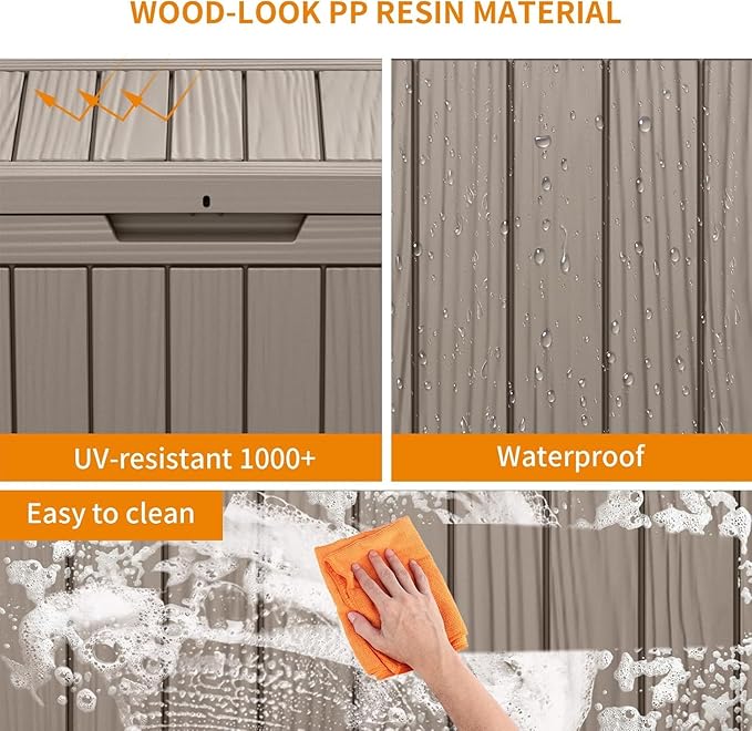 DRATO 45 Gallon Deck Box, Outdoor Storage Box for Patio Furniture, Patio Cushions, Gardening Tools, Pool Supplies 480lbs Weight Capacity,Waterproof Resin Storage Boxes