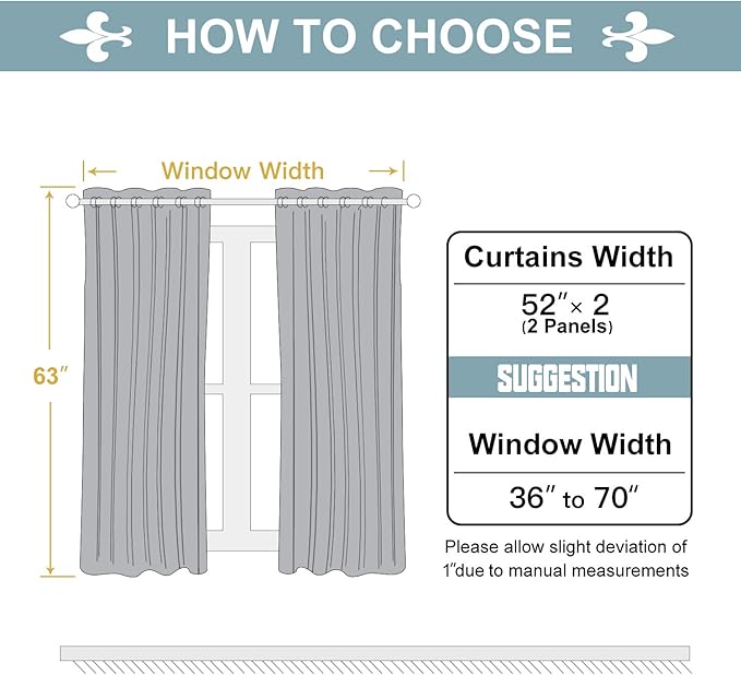 ChrisDowa Grommet Blackout Curtains for Bedroom and Living Room - 2 Panels Set Thermal Insulated Room Darkening Curtains (Stone Blue, 52 x 63 Inch)