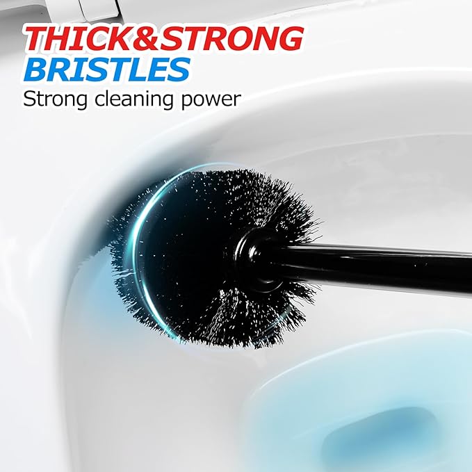 2Pack 2 in 1 Toilet Brush and Plunger Set, Extended Handle Plunger,Toilet Bowl Brush Plunger Set,Clean Gloves,Cleaning Tools,Cleaning Brush,Cleaning Supplies,Toilet Brush Plunger Combo,Black