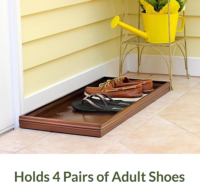Good Directions Large Boot Tray, Pine Cones Multi-Purpose All Weather Decorative Boot Tray, Shoes, Plants, Garage, Patio Door, Pet Bowls, 35 inch Entry Indoor Shoe Tray, Copper Finish