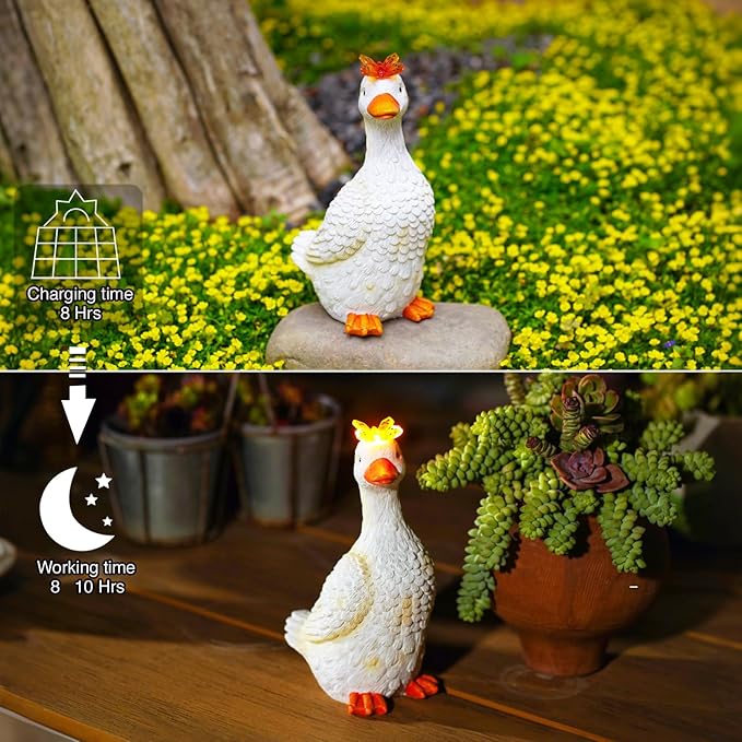 Goodeco Porch Goose Statue with Butterfly - Outdoor Garden Goose Decor for Yard, Unique Gifts for Mom & Garden Lovers (Off White)