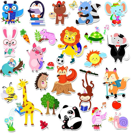 Brand, Cute Animals 21PCS Thick Gel Clings Stickers for Kids, Animal Decals, Airplane Birthday Party Supplies, Wide Application, Removable, Reusable, Cartoon Pattern, Indoor Usage