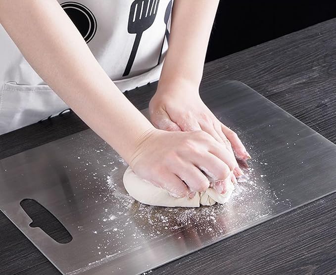 Titanium Cutting Board, New Upgrade Pure Titanium Cutting Boards for Kitchen,Food Grade 316 Stainless Steel Cutting Board，Double sided Dishwasher Safe 15.3x11inch