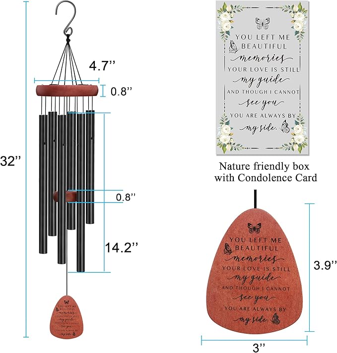 Memgift Sympathy Gifts for Loss of Loved One Memorial Wind Chimes Dad Mom Memorial Windchime Bereavement for Loss of Dad Mom Son Daughter Wind Chimes for Outside