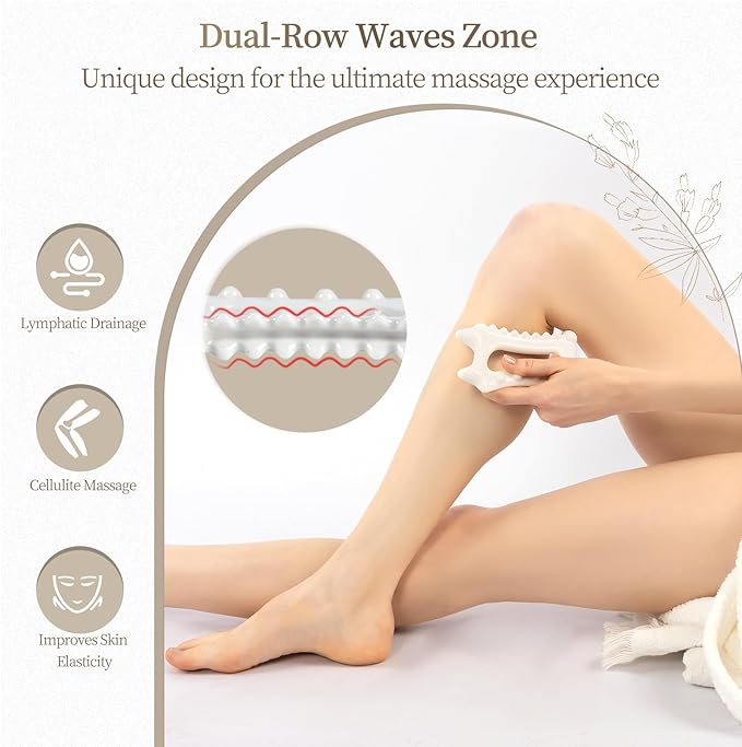 Ceramic Gua Sha Massage Tool, Advanced Face&Body Gua Sha Tools Skin Care for Mother Women Men, Korean Gua Sha Facial Tools (Dual Row of Massage)