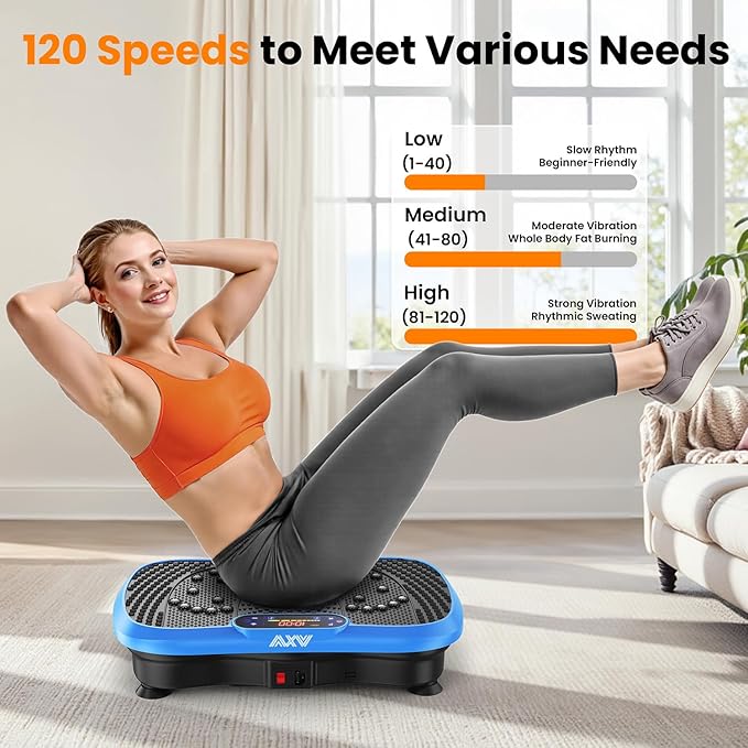 AXV Vibration Plate Fitness Platform Exercise Machine Vibrating Lymphatic Drainage Shaking Full Body Shaker Workout Vibrate Stand Shake Board Sport Gym for Weight Loss Fat Burner for Women Men