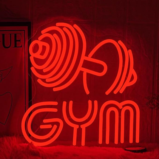 Dumbbell Neon Sign Barbell Gym Neon Signs Gym Letter Neon Light Gym Red Barbell Neon Light Sign for Sports Room, Decor Club,Party Bar,Fitness Club Decoration(Red)