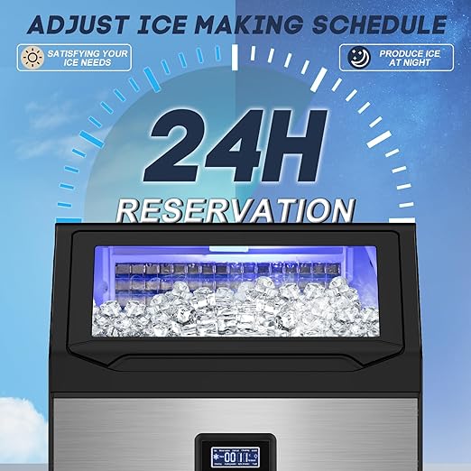 Commercial Ice Maker Machine 250LBS/24H with 75LBS Storage Bin, Stainless Steel Undercounter/Freestanding Ice Maker Machine for Home Bar Outdoor, 80PCS Ice Cubes Ice Machine, Self Cleaning