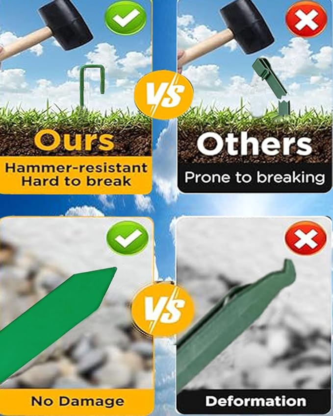 60Pcs Metal Garden Landscape Edging Stakes, Green,10in anchoring Stakes Landscape Anchoring Spikes for Terrace Board,Garden Liner, Landscape Edging Coil,Bender Board,Grass Barrier