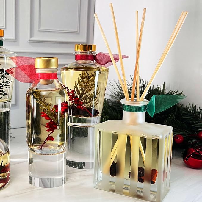 LOVSPA Reed Diffuser Set, Santal (Sandalwood) Scented Oil Diffuser with Sticks, Home Fragrance Accessories for Bathroom Shelf Decor, Aroma Diffusers for Home or Office Fall Decor, USA Made