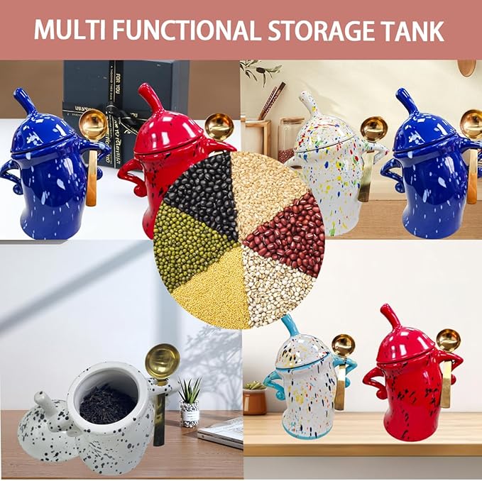 Ceramic Kitchen Canister with Silicone Seal Lid,Modern Elegant Design Airtight Lid Storage Food Jar Canister for Kitchen Sugar Coffee Tea Spice or More (Purple)