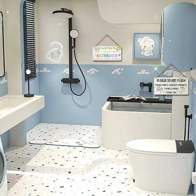 Do Not Flush Sign for Bathroom Toilet Signs Please Do Not Flush Paper Towels, Sanitary Products, Tissues & Wipes Vintage Bathroom Wooden Signs for Home Decor Funny Toilet Restroom Sign 12x6 Inch