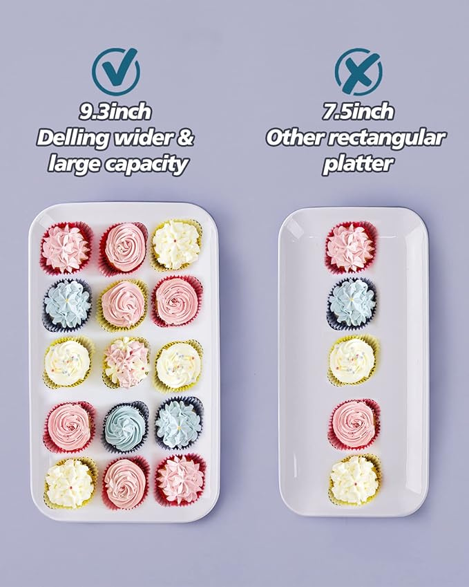 Delling 16 inch Serving Platter Set, White Porcelain Platters for Serving Food, Large Serving Trays for Party, Entertaining, Fruit, Appetizer, Oven Safe Dinnerware Set of 3