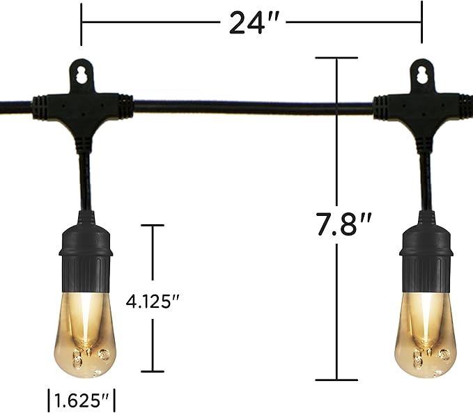 Enbrighten LED Outdoor String Lights 48ft Soft Warm White Patio Lights with Ultra-Durable Shatterproof and Waterproof Acrylic Bulbs for Balcony, Backyard, Porch, Gazebo, Deck, Party and Market, 35631