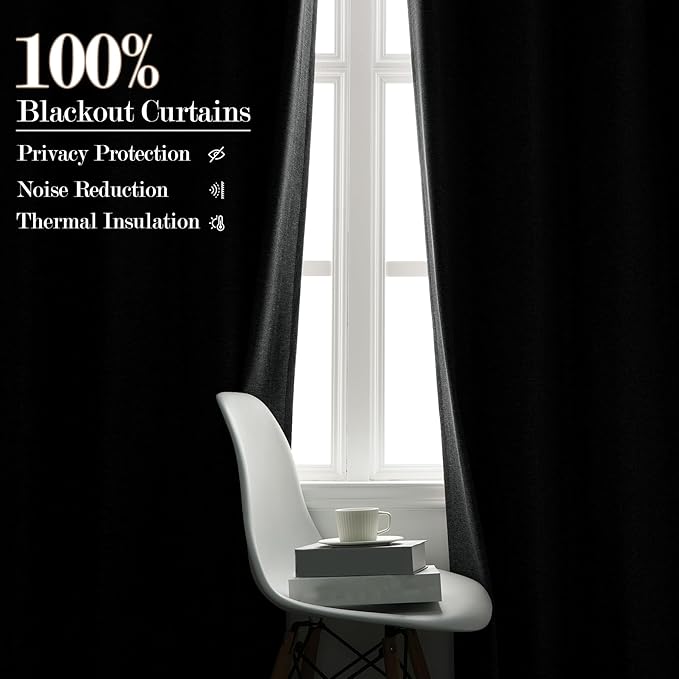Room Divider Curtains Screen Partitions, Linen Look 100% Blackout Drapery 102 Inches Long, 100" Wide Pinch Pleated Window Drapes, Privacy Protecting, Light Blocking, (1 PC, Mid Grey)