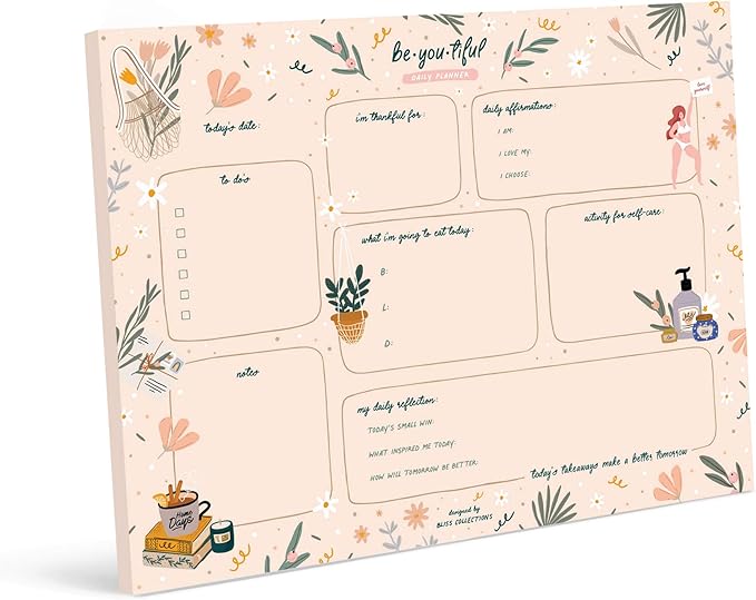 Bliss Collections Daily Planning Pad, To Do List Notebook - Beautiful - Undated Tear-Off Sheets Notepad - Day or Work Calendar, Organizer, Scheduler for Goals, Tasks, Ideas - 8.5" x 11", 50 Sheets