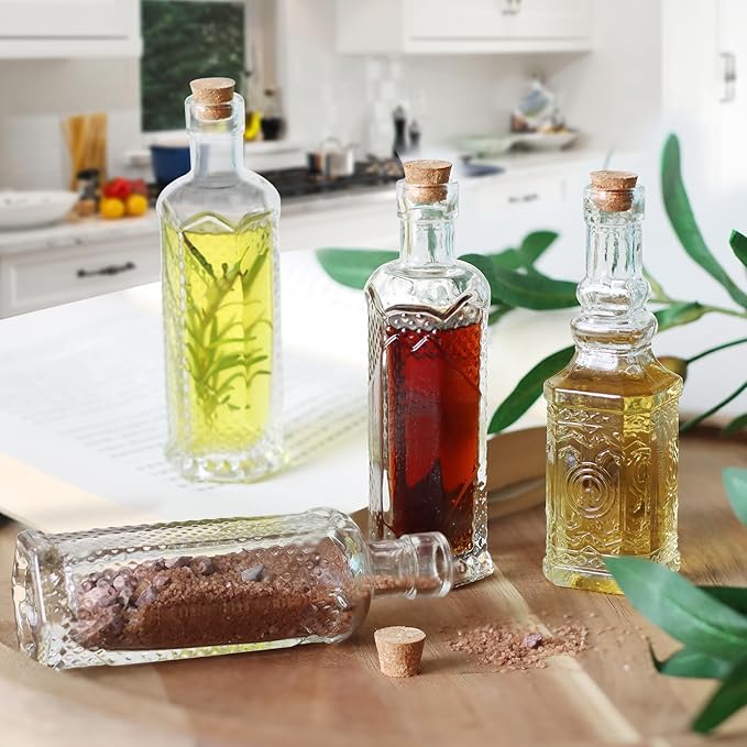 24 pcs Small Mini Clear Vintage Glass Bottles with Corks, Small Bud Vases, Decorative, Potion Bottles, 1.6oz for Party Wedding DIY Decoration/ Sand Art Bottles/Spell Jars/Message In a Bottle Kit