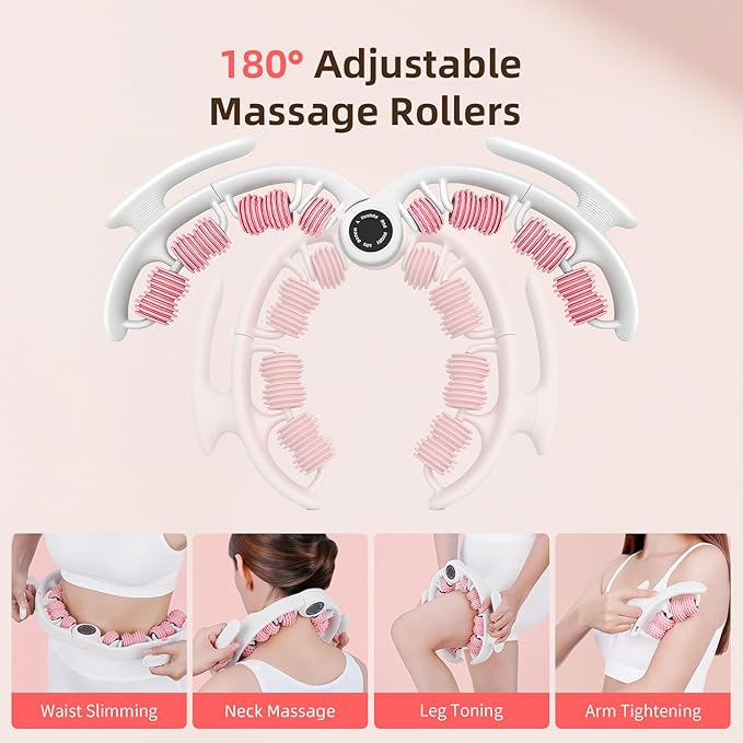 Cellulite Massage Roller for Legs, Anti Cellulite Massage Tool with Detachable, Fats Remover for Legs, Thighs, Butt, Fascia Massage Tool for Lymphatic Drainage & Deep Tissue Pain Relief (Pink)