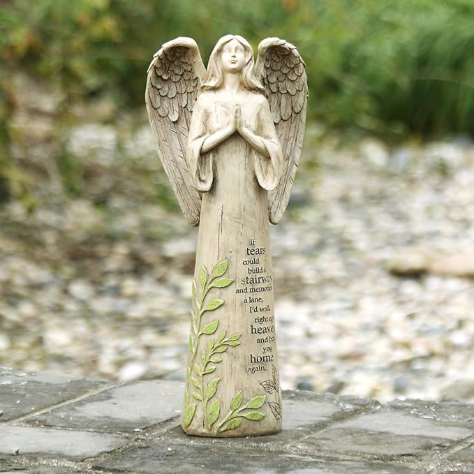 Topadorn Resin Statue Praying Angel Resin Figurines,Collectible Sculptures for Decorative,14" H