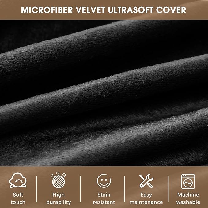 Bean Bag Chairs for Adults - Memory Foam Furniture BeanBag Chair - Kids/Teens Sofa with Soft Micro Fiber Cover - Round Fluffy Couch for Living Room Bedroom College Dorm - 4 ft, Carbon Black