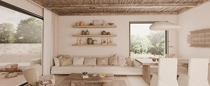 48 Inch Floating Shelves, 8 Inch Deep Floating Shelves for Wall, Hanging Shelf with Invisible Brackets, Wall Mounted Display Shelves for Bathroom, Bedroom, Living Room,3 Tier