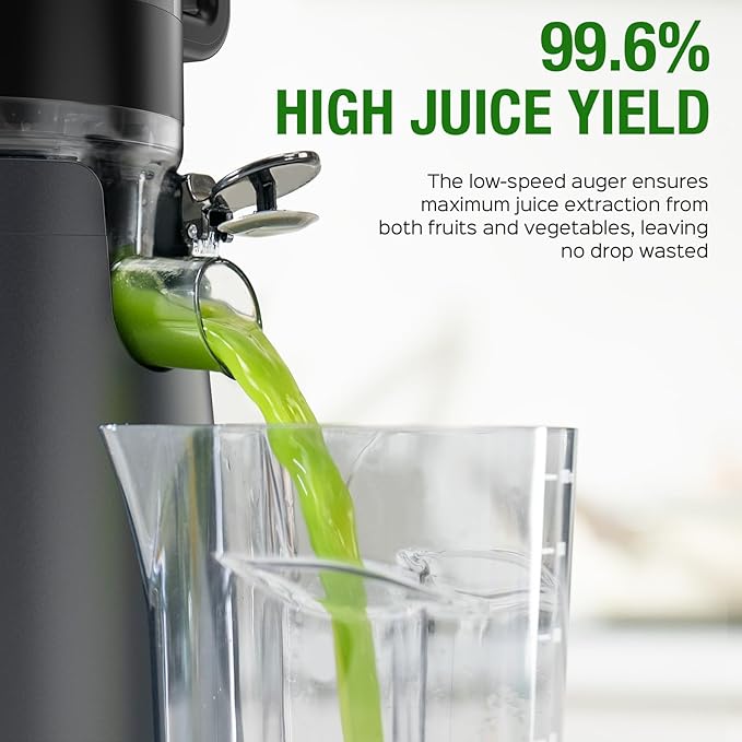Juicer Machines, TUUMIIST Cold Press Juicer with 5.3" Extra Large Feed Chute Fit Whole Fruits & Vegetables Easy to Clean, High Juice Yield, BPA Free (Gun Grey)