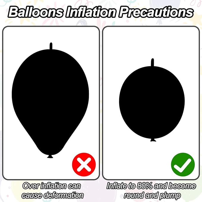 Black and White Quick Link Balloons, 100PCS Latex Linking Balloons for Making Balloon Wall Balloon Arch Balloon Chains and Wedding Birthday Baby Shower Engagement Graduation Party Decorations (10inch)