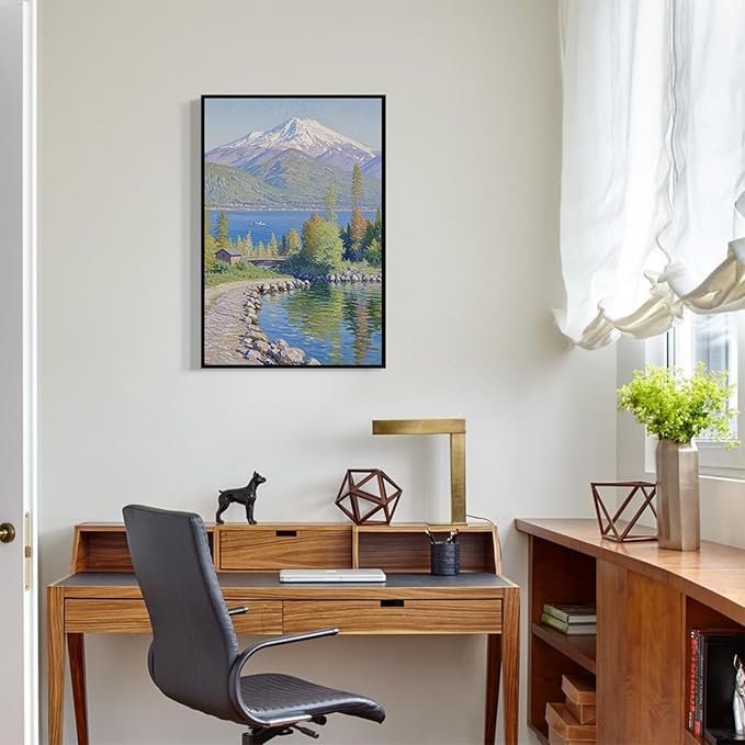 Color harmony mountain scenery blue sky lake wall painting suitable for living room natural scenery painting suitable for bedroom home decoration