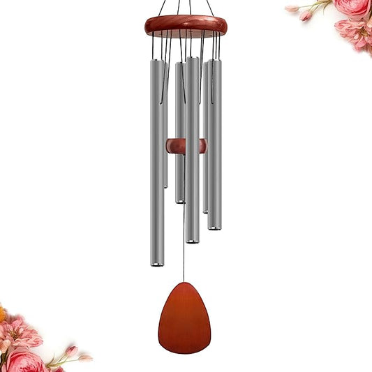 28" Wind Chime for Mothers Day, Decorative Wind Chimes for Outside, Memorial Windchimes Remembrance Gift for Women Mom Grandma, Metal Wind Chimes Outdoor Decor for Garden Patio Zen(Grey)