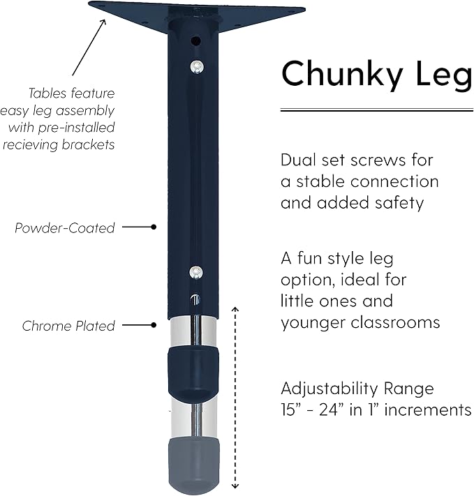 FDP Rectangle Activity School and Classroom Kids Table (30 x 60 inch), Toddler Legs, Adjustable Height 15-24 inches - Maple Top and Navy Edge