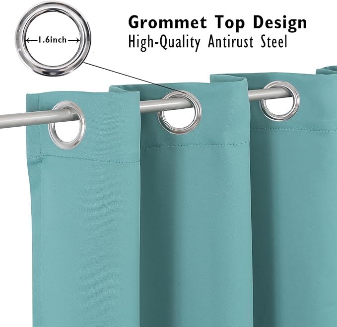 ChrisDowa Blackout Curtains 78 inches Long for Bedroom - 2 Panels Set Grommet Thermal Insulated Room Darkening Curtains for Living Room (Aqua, 42 x 78 Inch)